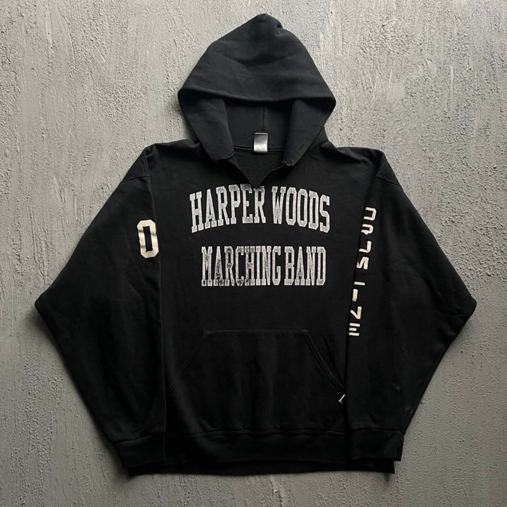 Vintage Russell Athletic Hoodie XL Black 2000s Marching Band Distressed